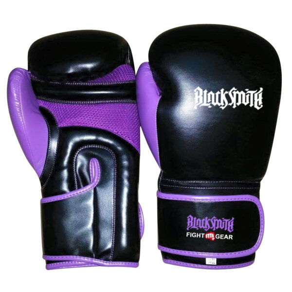 Black Purple Leather Boxing Gloves CRW-BOG-107