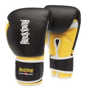 Black Yellow Leather Boxing Gloves CRW-BOG-111
