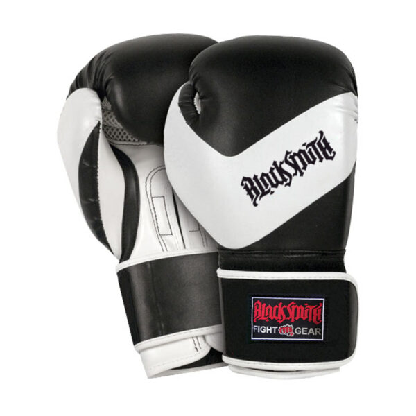 White Black Leather Boxing Gloves CRW-BOG-115