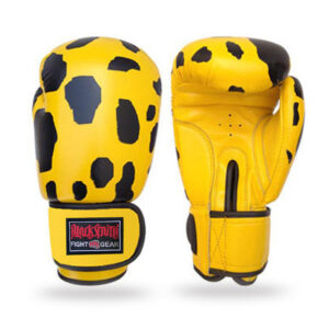 Yellow Black Leather Boxing Gloves CRW-BOG-123