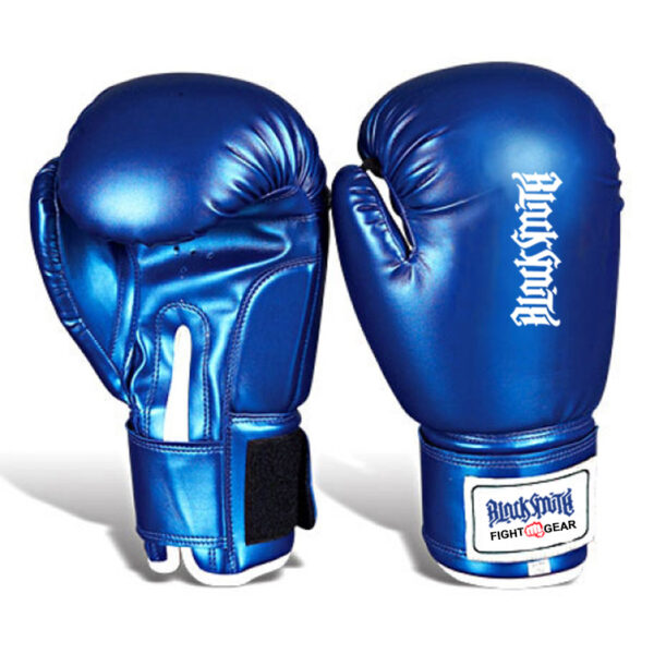 Blue Shiny PU Leather Boxing Gloves CRW-BOG-129