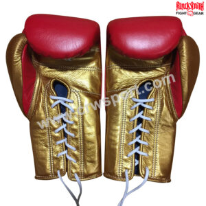 Pro Lace Up Boxing Gloves Red Golden CRW-BOG-144