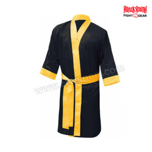 Men Satin Boxing Robe Black CRW-BR-03
