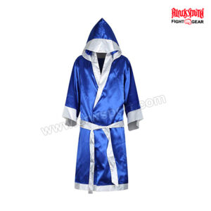 Men Hooded Satin Boxing Robe Blue CRW-BR-05