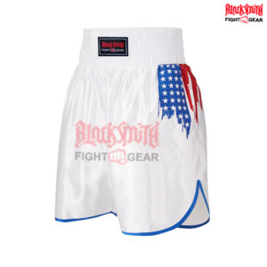 White USA Boxing Trunks Muay Thai MMA Training Kick Boxing Shorts CRW-BSH-007