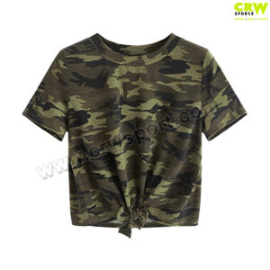 Crop Top Half Sleeves Camo Print Women Shirt CRW-CT-1003