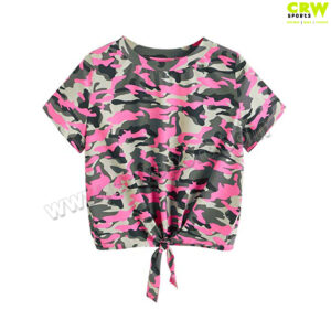 Pink Camo Crop Top Half Sleeves Women Shirt CRW-CT-1004