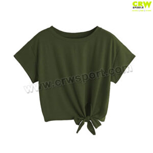 Olive Green Crop Top Half Sleeves Shirt CRW-CT-1006