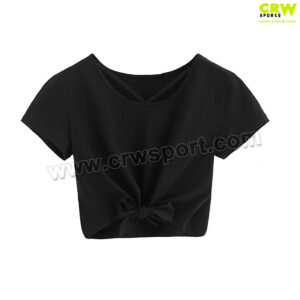 Black Crop Top Half Sleeves Shirt CRW-CT-1007