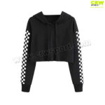 Women's Black Crop Top Hoodies Full Sleeves Shirt CRW-CT-1009