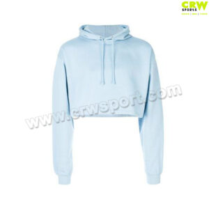 Sky Blue Women's Crop Top Hoodies Full Sleeves Shirt CRW-CT-1011